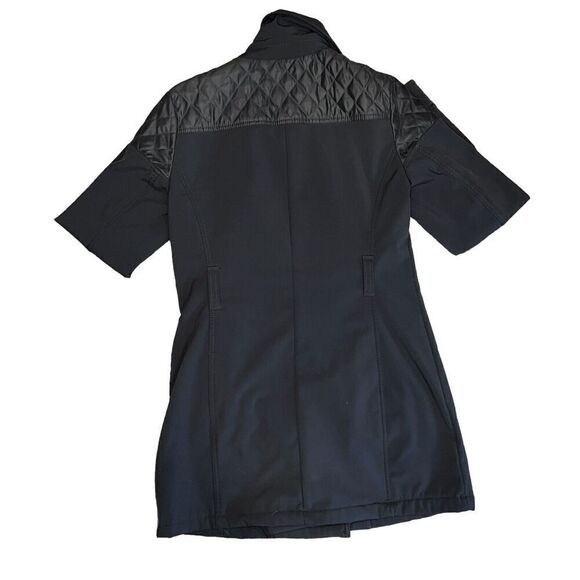 Michael Kors Parka Rain Coat Women's Size S Black Quilted Shoulder Full Side Zip - Picture 3 of 6
